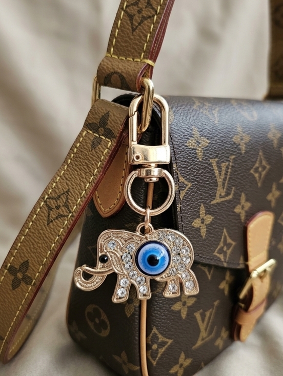Unbranded Accessories - Evil Eye Elephant Keychain Purse Charm Goldtone NWOT